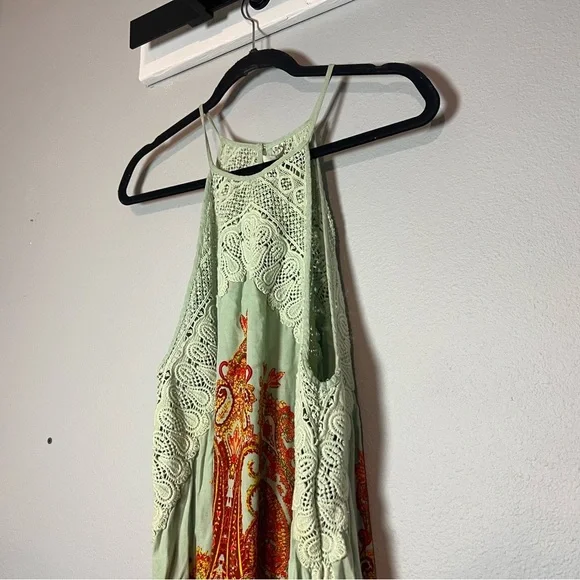 Intimately Free People Shea Printed Slip Dress Mini Green Orange Paisley Medium - Picture 9 of 11